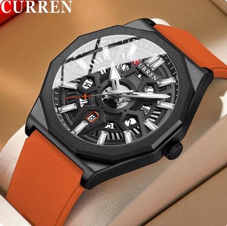 CURREN 8437 Роскошные Модные Повседневные Кварцевые Часы Светящиеся Стрелки Силиконовый Ремешок Наручные Часы для Мужчин Montre Relojes Homme