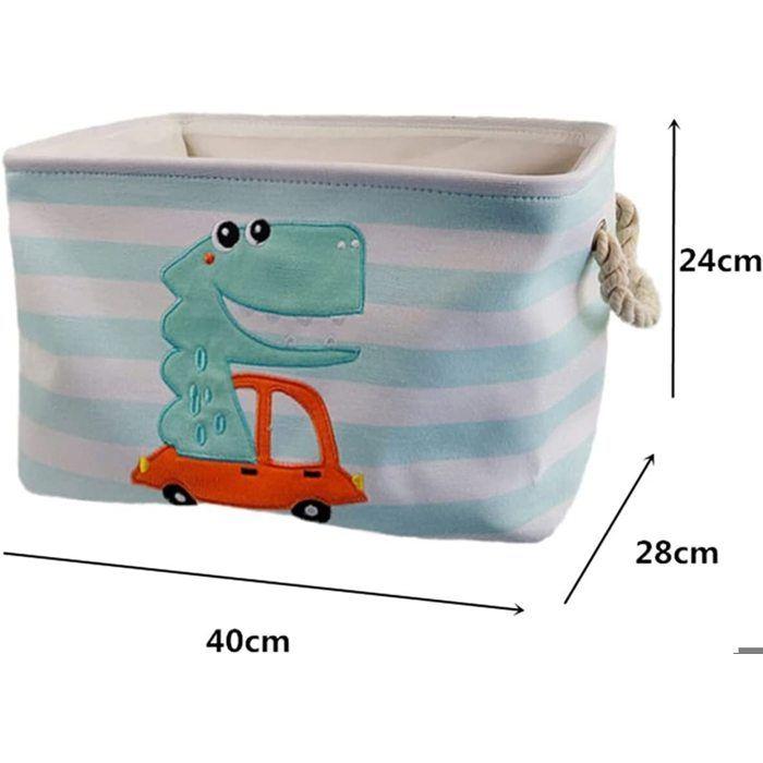 Boîte de rangement pliable - DINO - Poignées - Toile de coton doublée - Grande capacité