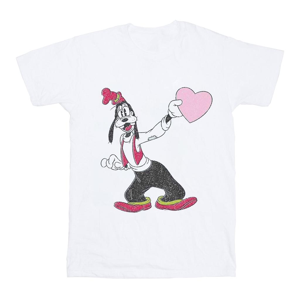 Disney Womens/Ladies Goofy Love Heart Cotton Boyfriend T-Shirt
