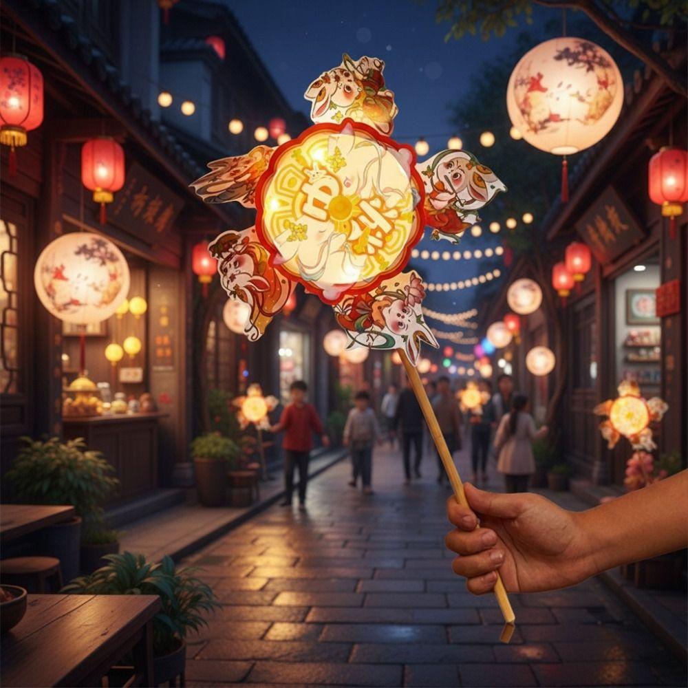 Hand-held Rotating Rabbit Windmill Lantern Luminous Children's Lantern Gift