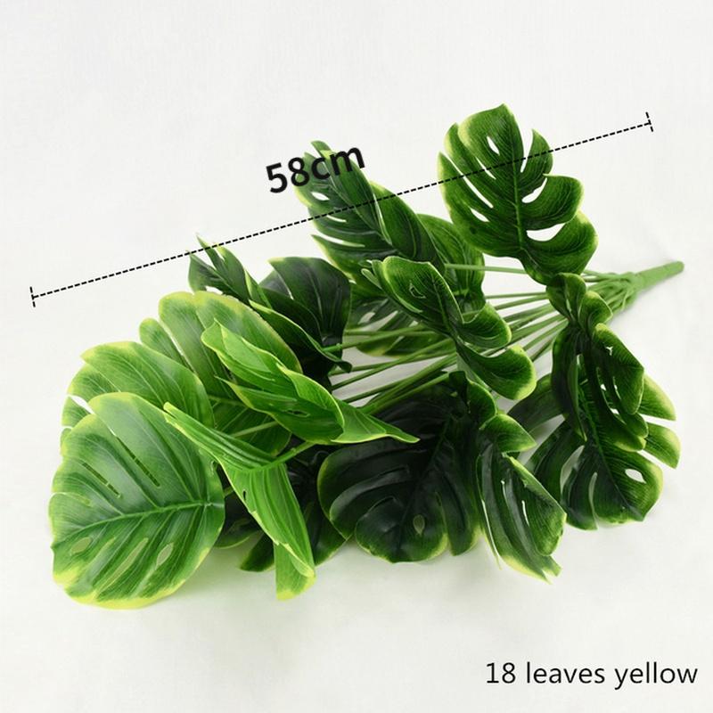 18 Вилка Монстера Искусственные Растения Пластиковые Листья Тропической Пальмы Домашний Сад Декоративные Аксессуары Фотография Декоративные KTY