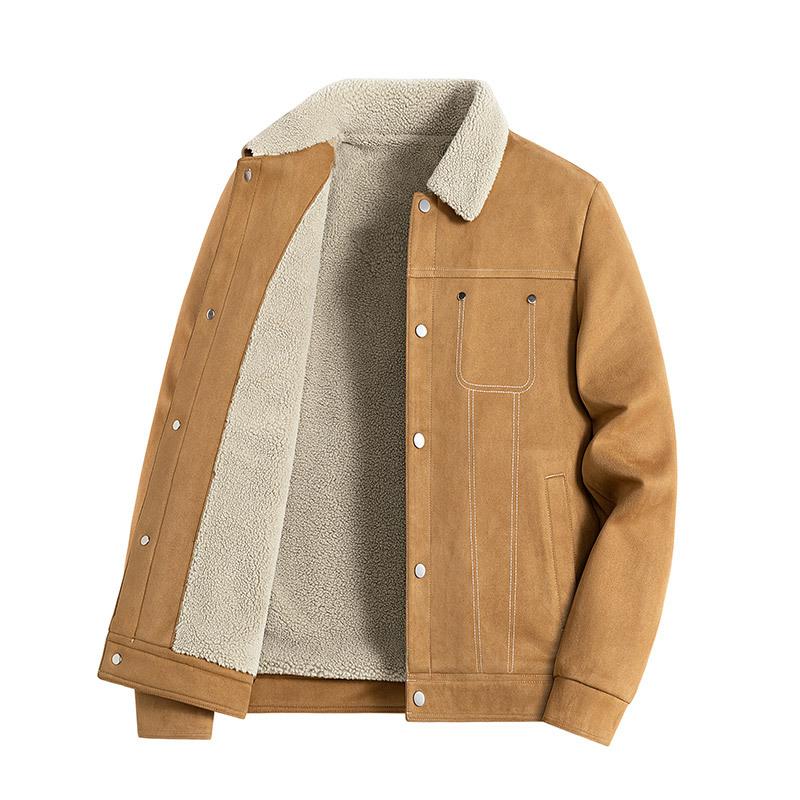 Зимняя куртка из овечьего бархата для мужчин, для активного отдыха, утепленная хлопковая куртка с плюшем, свободная, для среднего и молодого возраста, хлопковая куртка с лацканами