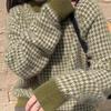 Women Geometric Knitted Sweater Casual Houndstooth Lady Pullover Sweater All-match Female Knit Top
