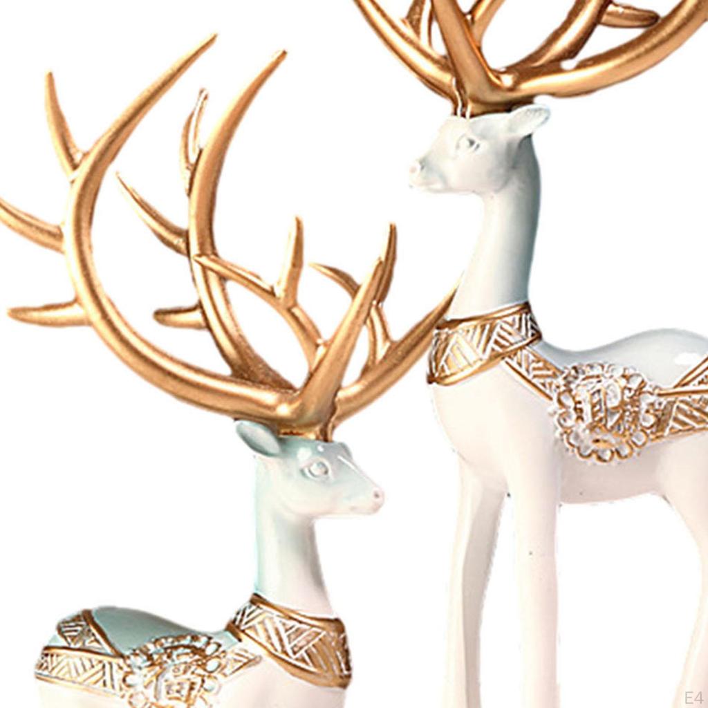 1 пара скульптура оленей, статуи, настольная коллекция, универсальное украшение для полки, орнамент фэншуй для