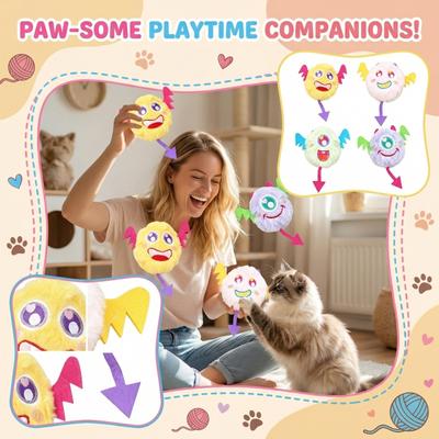 Милые плюшевые кошки Игрушки Для Домашних Кошек, Интерактивные Игрушки Со Встроенной Кошачьей Мятой И Звуком, -Устойчивые Игрушки-Грызунки Для Кошек Для Чистки Зубов, Мягкие