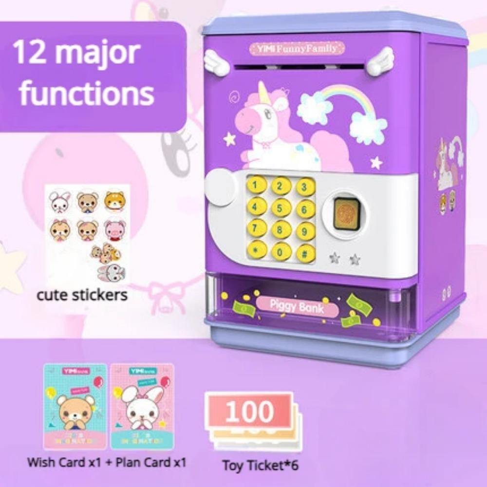 Электронная копилка-банкомат с отпечатком пальца и музыкой для мальчиков и девочек, Единорог, Медведь Панда, Копилка для малышей, Подарок на день рождения для детей