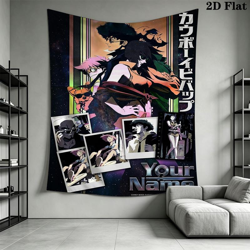 Name Custom CowboyBebop Wall Tapestry Aesthetic Wall Hanging Printed Fabric Blanket Decorative Tapestries for Bedroom Living Room Home Decor