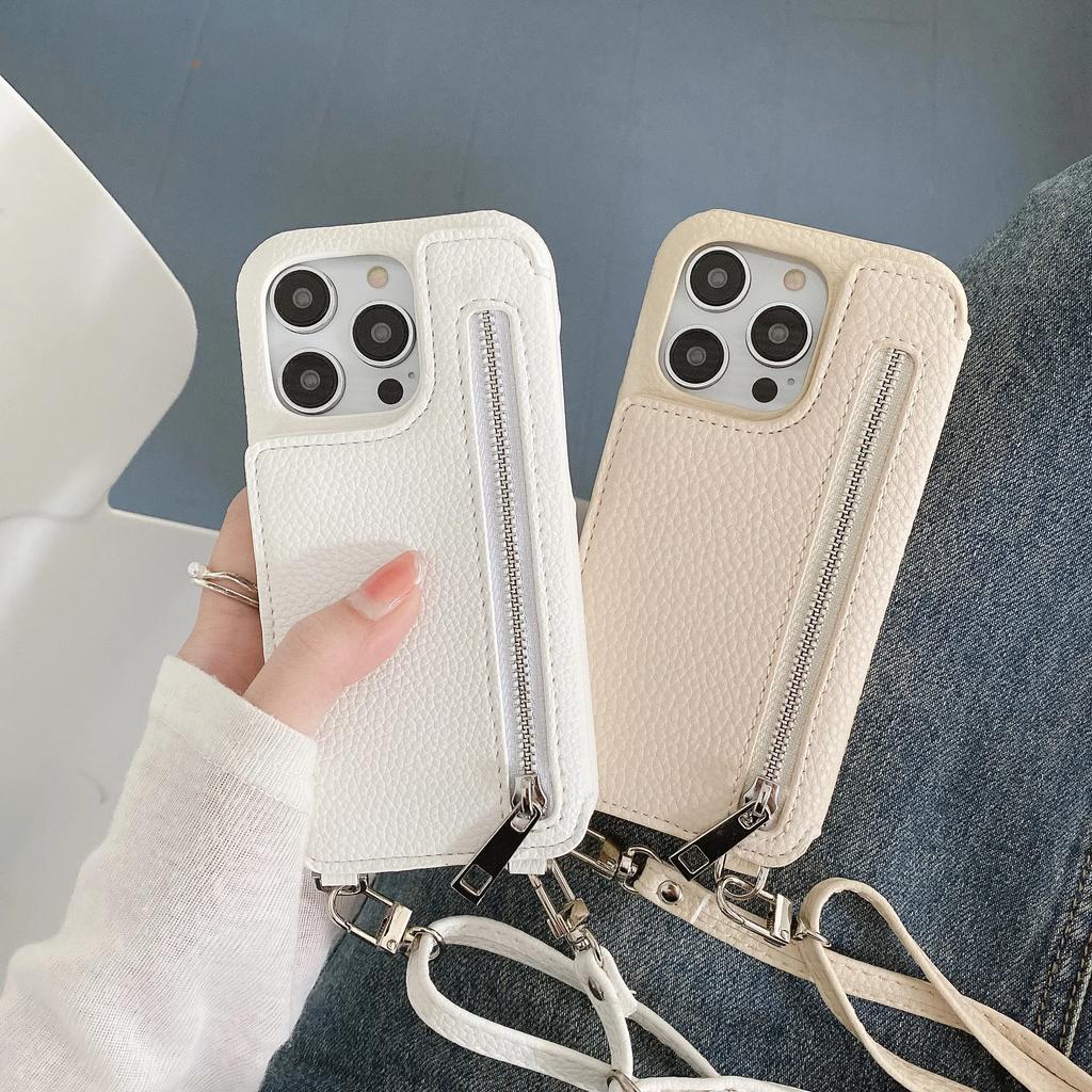 Кошелек-сумка через плечо на молнии Кожаный чехол Для iPhone 14 15 Pro Max 13 12 11 XS XR 8 7 Plus SE2025 Сумка для карт Чехол-кошелек