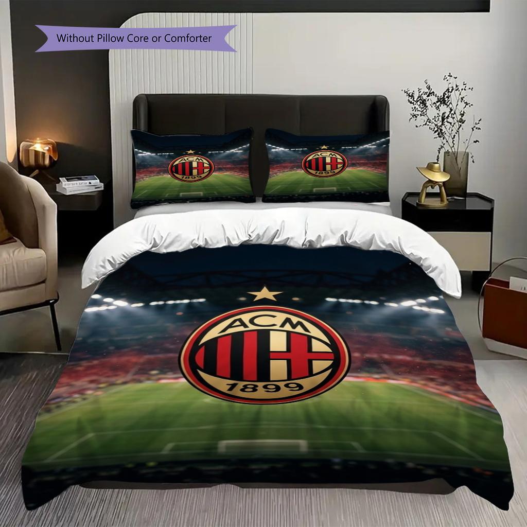 AC Milan Legacy: Passion Field Three-piece set (1 * duvet cover + 2 * pillowcase, without core) Duvet cover and pillowcase Bedding set