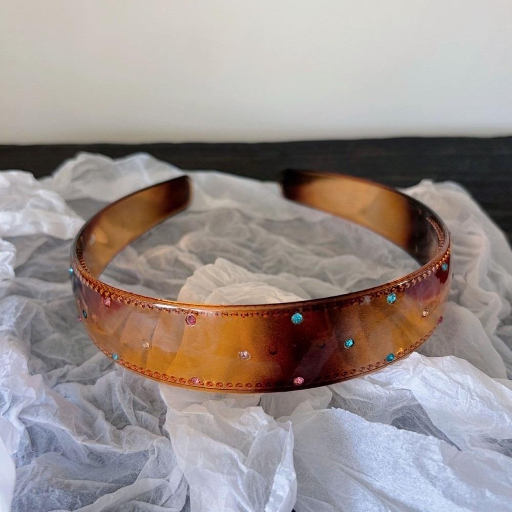 Leopard Print Acrylic Rhinestone Headbands Colorful Hair Accessories Luxury Wide Hair Hoops  Daily