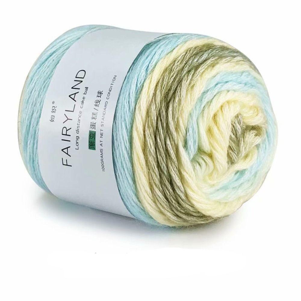 Soft Cotton Hat Scarf Sweater Dyeing Crocheting Cake Yarn Rainbow Woollen Yarn Fancy Blend Yarn