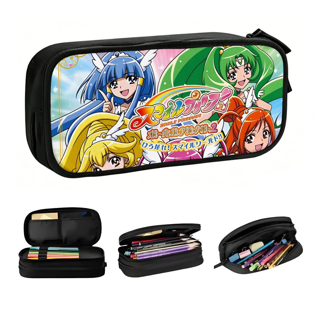 Cute Pretty Cure Happy Sunny Beauty Pencil Cases for Girls Boys Peace March Large Capacity Pen Box Bag Stationery