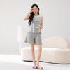 Fenteng Women's 100% Cotton Lace Trim Sleeveless Pajama Set