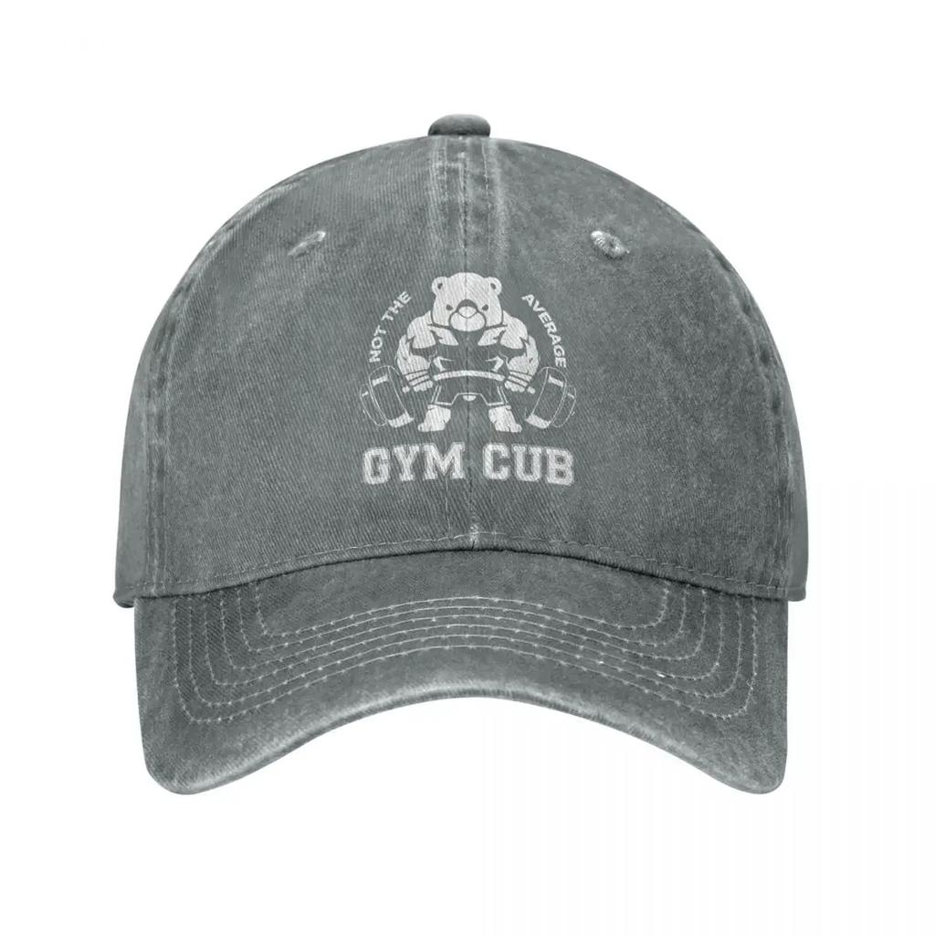 Vintage Not The Average GYM CUB Bear Baseball Caps Unisex Distressed Washed Sun Cap Funny Animals Outdoor Summer Gift Caps