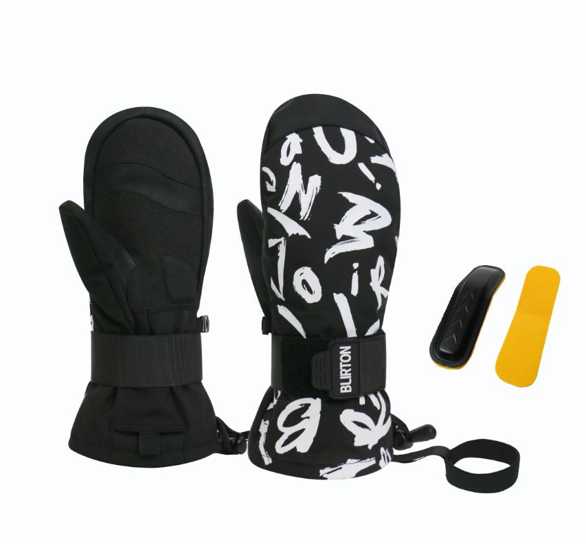 Детские зимние двухслойные водонепроницаемые горнолыжные перчатки 2024 года: Износостойкий и теплый