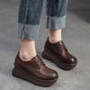 Johnature Genuine Leather Wedges Shoes Versatile Casual Round Toe Thick Soled Women's Platform Shoes