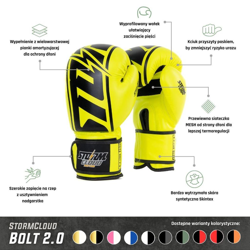 StormCloud Bolt 2.0 Neon Lime Boxing Gloves 16oz