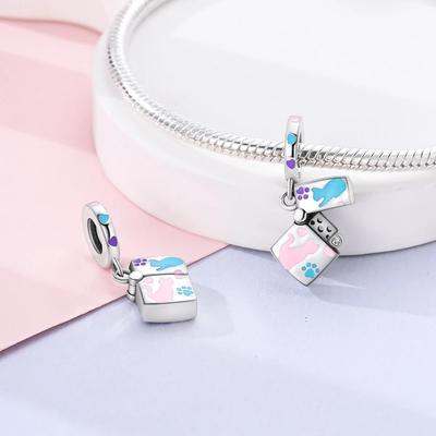 Шармы МедьРазноцветный Кот Зажигалка Сердцеобразные Бусины Подходят Шармы Plataоригинальный Браслет Бусины Женские Украшения Изготовление