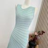 Elegant French Style Wrap Detail Sleeveless Midi Dress Women Slim Fit High Waist A-Line Skirt With Tailored