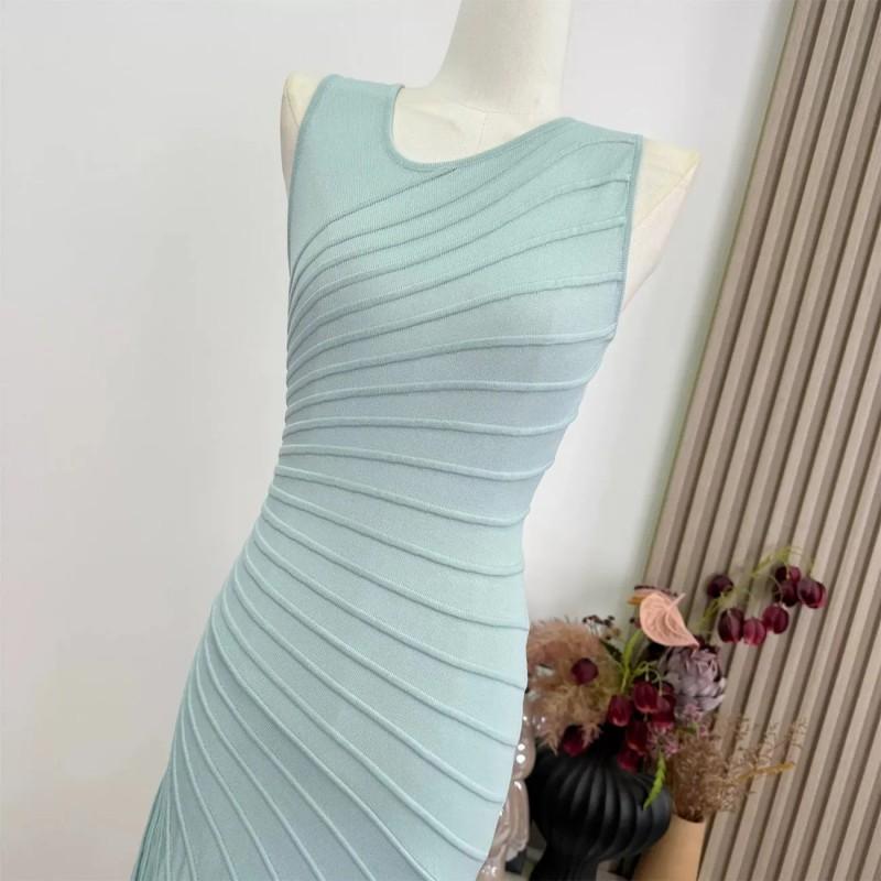 Elegant French Style Wrap Detail Sleeveless Midi Dress Women Slim Fit High Waist A-Line Skirt With Tailored