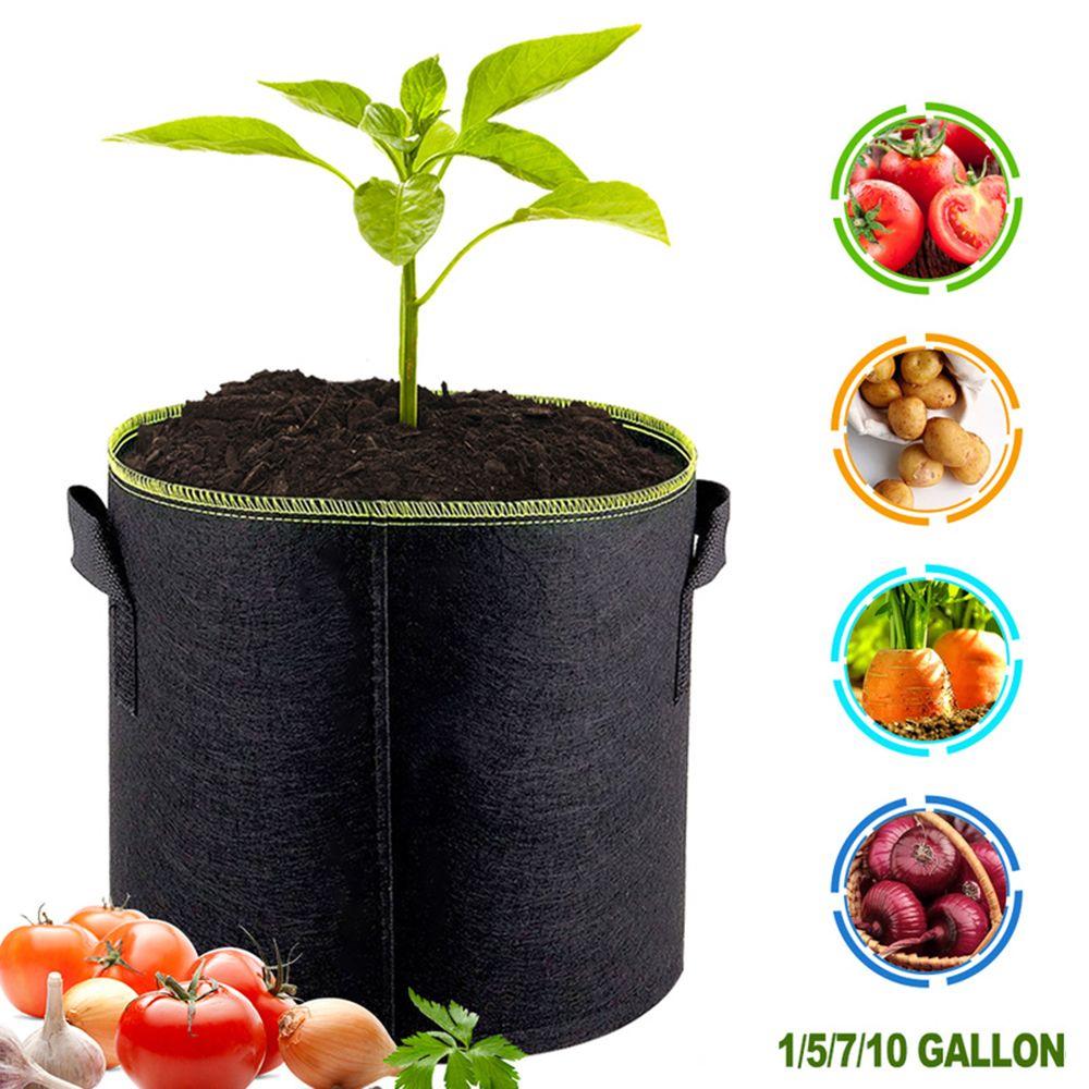 Garden Planting Vegetable Basket Container Felt Flower Pot Plant Grow Bag 5/7/10 Gallon