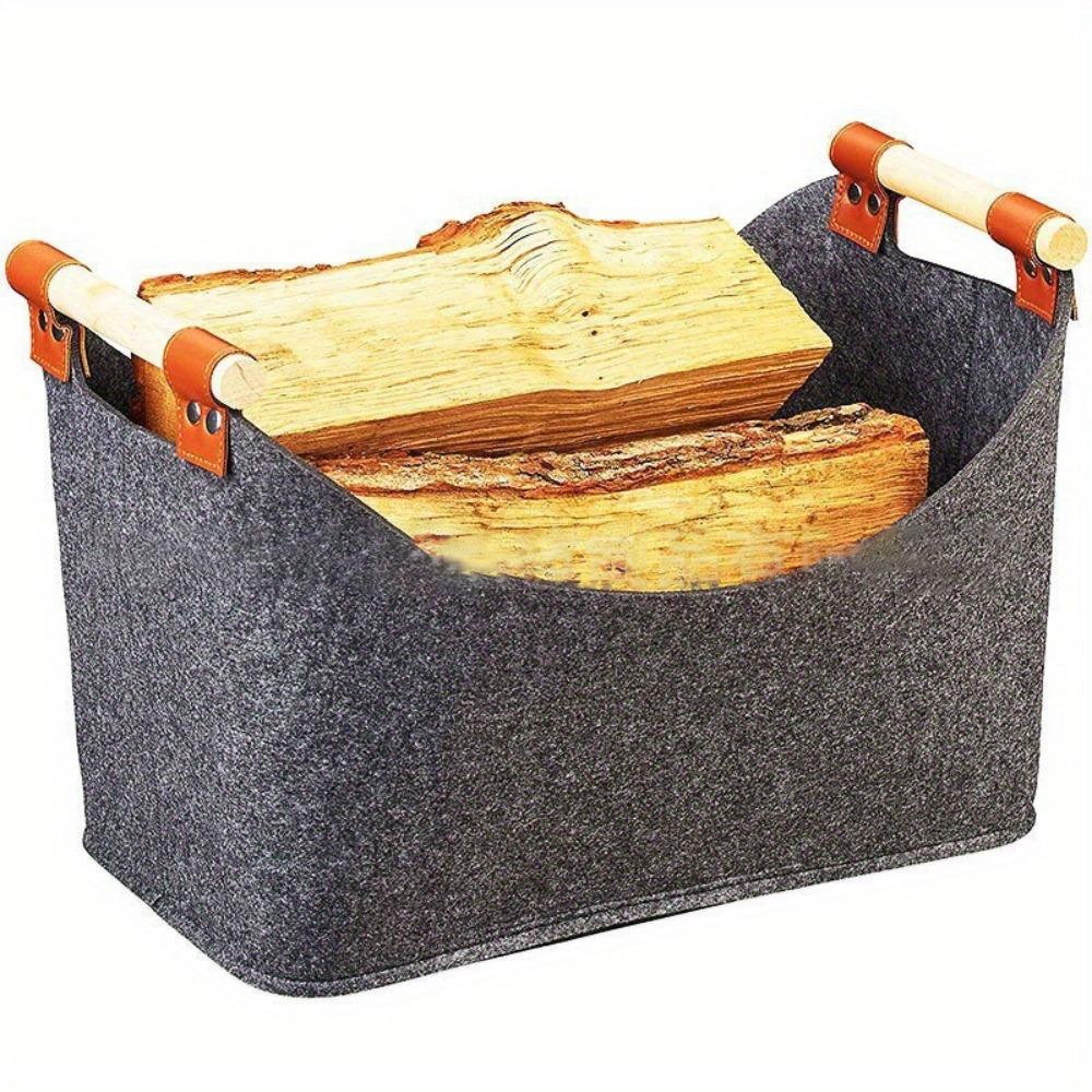 Extra Large Felt Firewood Basket Collapsible Heavy Duty Firewood Storage Bin with Handles Large Capacity Logging Tote Bag