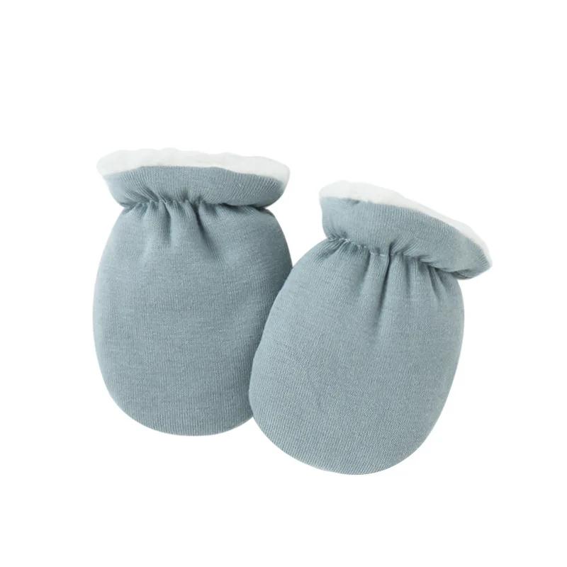 Warm Wool Newborn Mittens for Boy Girl Candy Solid Color Toddler Glove Autumn Winter Anti-scratch Face Cashmere Baby Glove