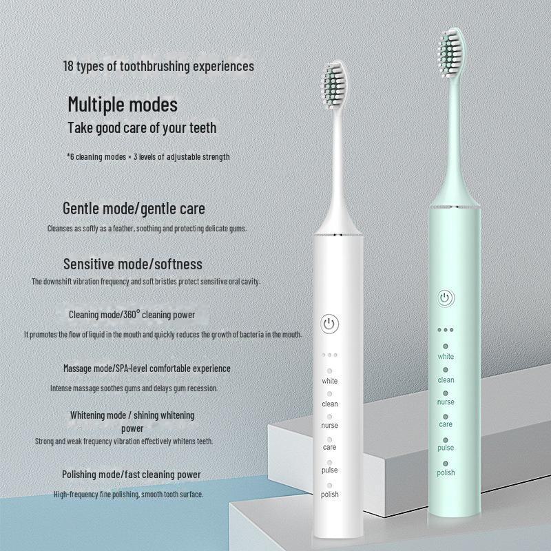Rechargeable Ultrasonic Electric Toothbrush with Soft Bristles for Adults & Kids