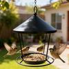 Easy Installation Hanging Iron Bird Feeder With Decorative Rings Design For Garden Decoration Outdoor Accessory