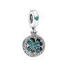 Silver Lucky Four Leaf Clover Dangle Charm Cubic Zirconia 797906NRGMX For Women
