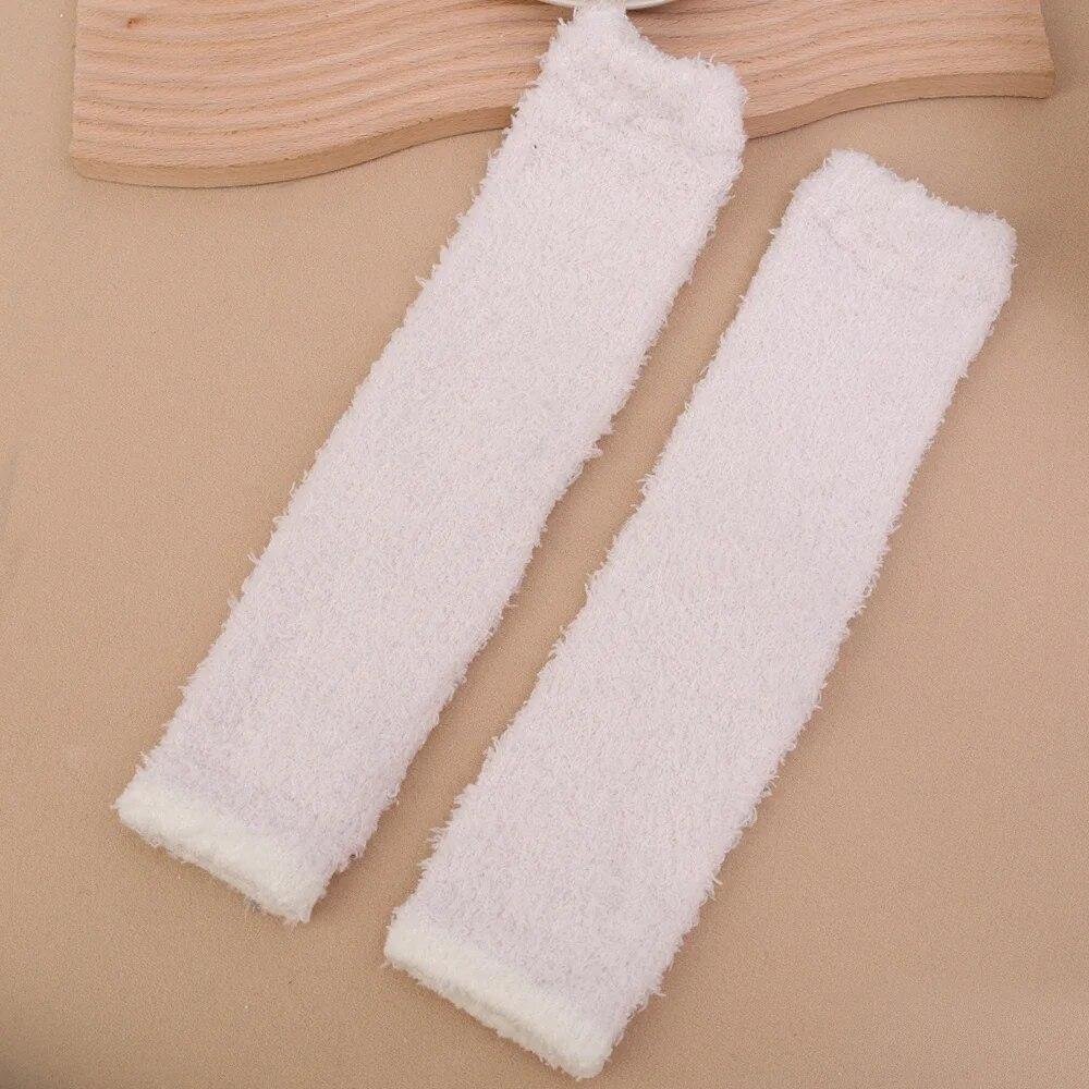 Зимняя защита колена, утолщенные плюшевые, высокоэластичные теплые ноги с рукавами, коралловый флис, морозостойкие мягкие гетры