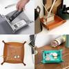Large Capacity Leather Tray Foldable Storage Tray  for Jewelry Phone Key Wallet Coin