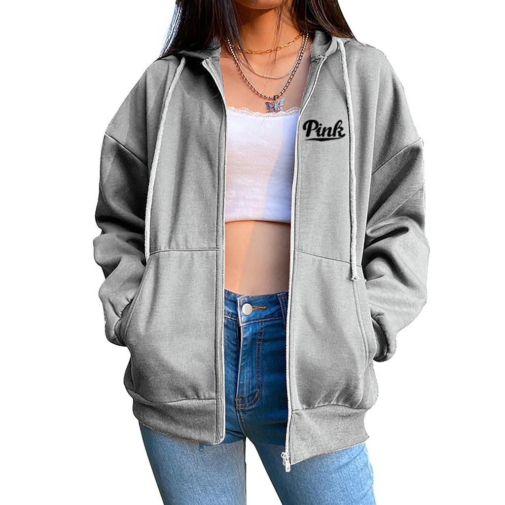 New Womens Zipper Cardigan Coat Printing Casual Sport Hooded Sweatshirt Jogging Top Clothing Lady High Quality Tracksuit