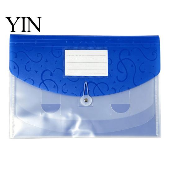 Expandable File Organizer Document Folder with Label Slot, Layered Design Waterproof PP Storage Envelope, Secure Rope Closure for Office And