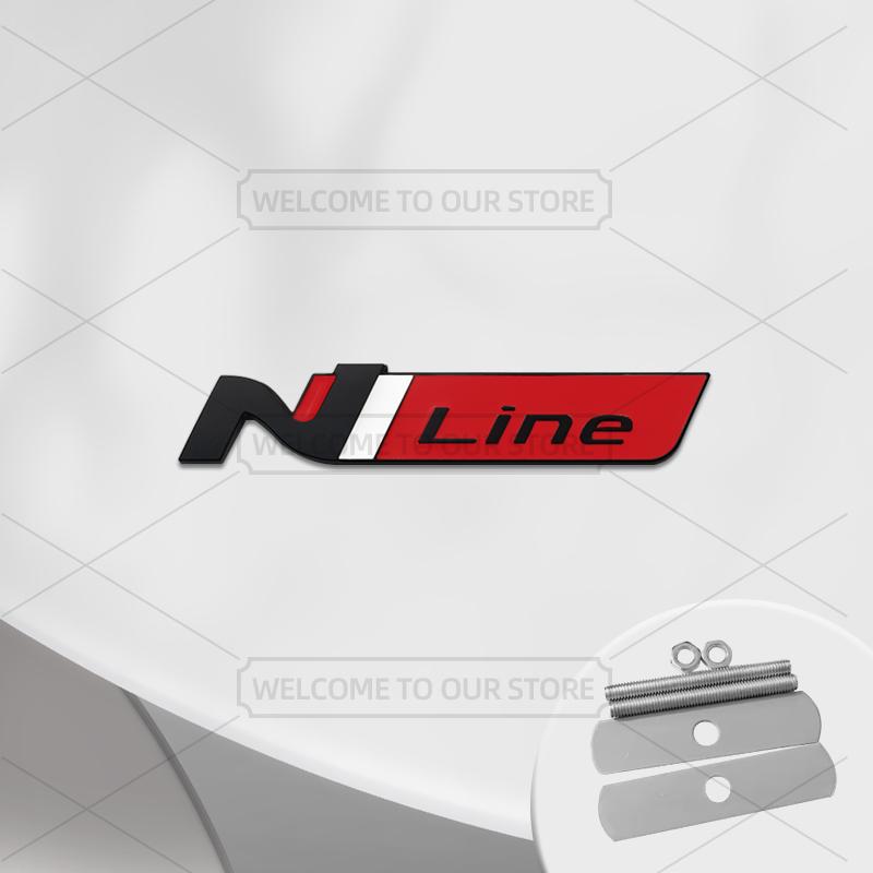 Car 3D Metal N Line Body Emblem Grille Badge Decals Auto Tail Sticker For Hyundai Elantra Veloster Kona Tuscani Tucson I30 I10 T2