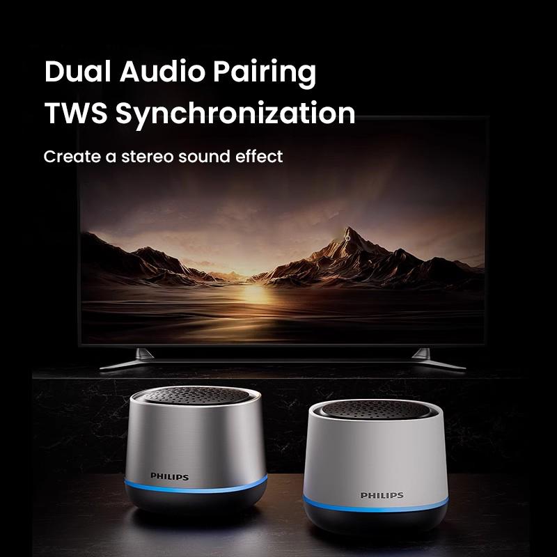 Philips Bluetooth-динамик TAS1009 Подключение Bluetooth 5.3, воспроизведение музыки, встроенный микрофон, звонки в режиме громкой связи