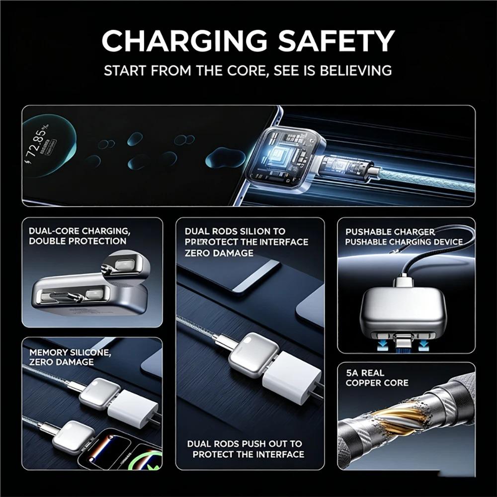 Type-C Fully Charged Smart Separator Auto Power-Off Overcharge Protection 140W PD Fast Charging Fully Charged Power-off Adapter 5