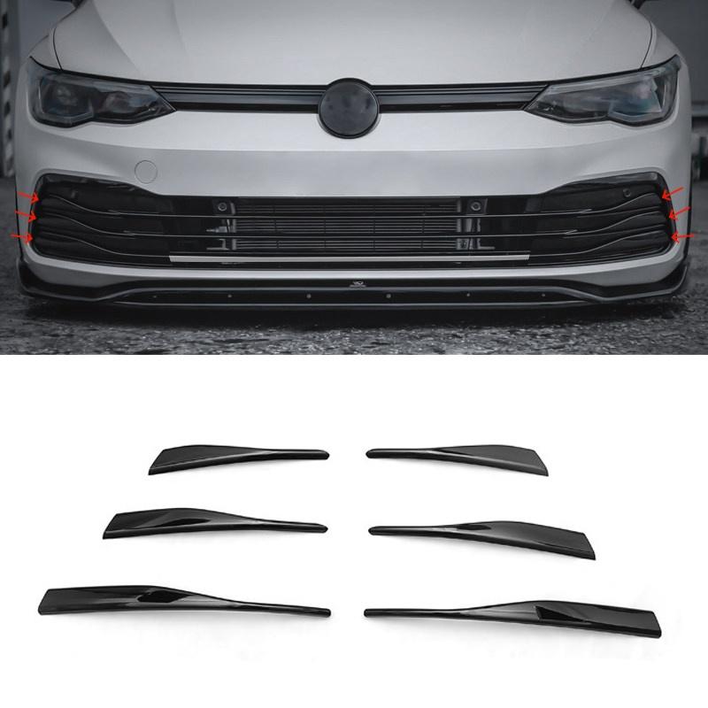 For Volkswagen Golf 8 MK8 TSI TDI 2020-2023 Front Bumper Grill Moulding Strips Sticker Body Kits ABS Gloss Black Bar Decorative