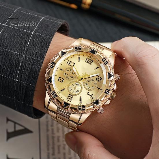 Мужские деловые часы, роскошный ремешок из сплава, 3 руки, минималистичный металлический мужской костюм, кварцевые часы, модные украшения, подарок на день рождения