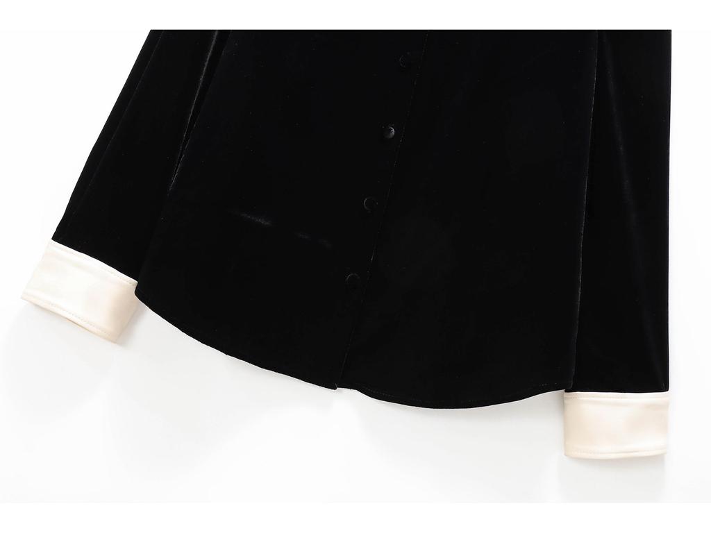 2024 Зимняя Новинка Женская Бархатная Рубашка с Длинным Рукавом и Повседневные Брюки - Европейский/Американский Стиль