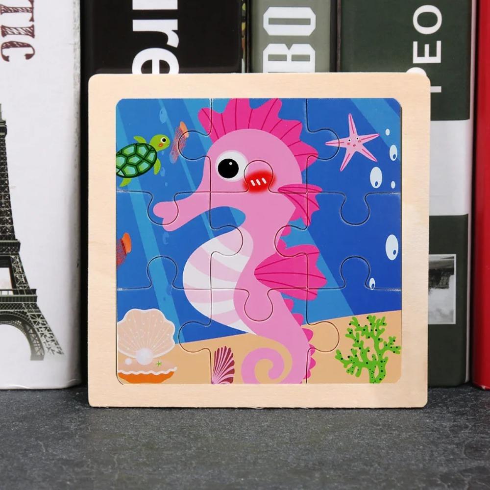 Детские игрушки 3D деревянный пазл 11x11см мультяшное животное транспорт мозаика деревянные пазлы игрушки развивающие игрушки Монтессо для детей