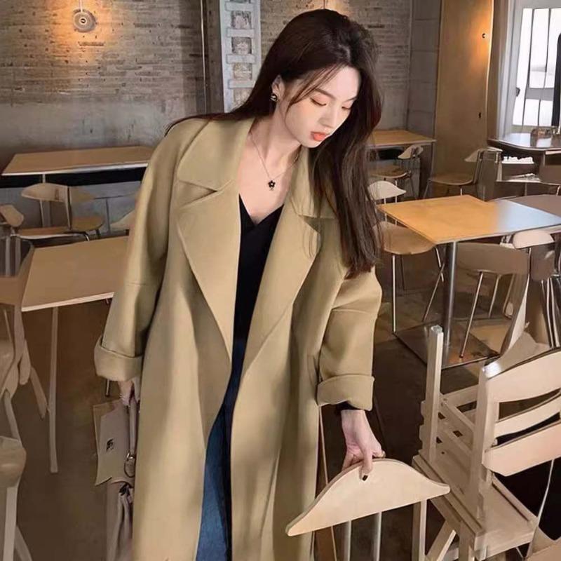 Женское свободное модное кашемировое пальто, осенне-зимний темперамент, утолщенное шерстяное пальто средней длины