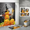 Halloween Printed Bathroom 4-Piece Set, Shower Curtain + Floor Mat + U-Shaped Mat + Toilet Seat Mat, Waterproof And Punch-Free, With 12 Hooks