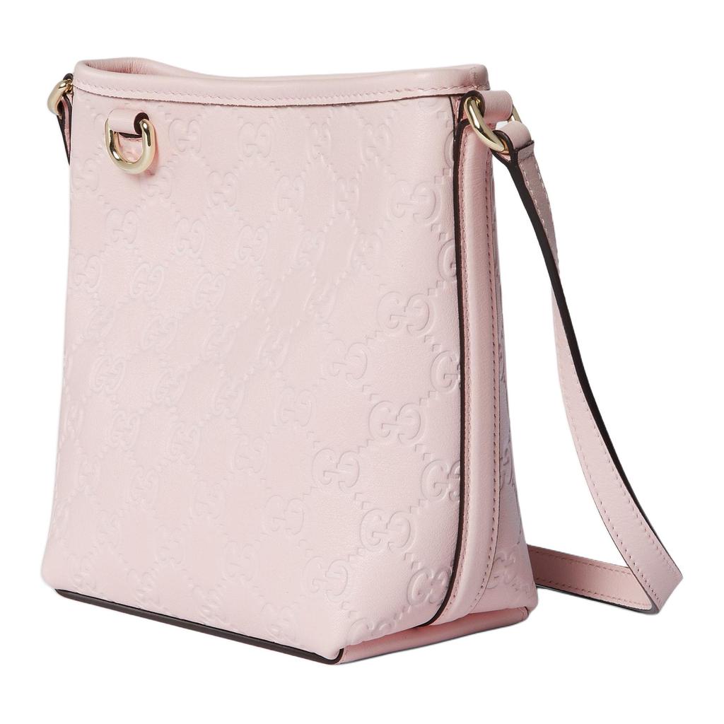 Gucci GG Emblem Mini Bucket Bag Women Shoulder Bag Gold Pink 847090-AAFDV-5734