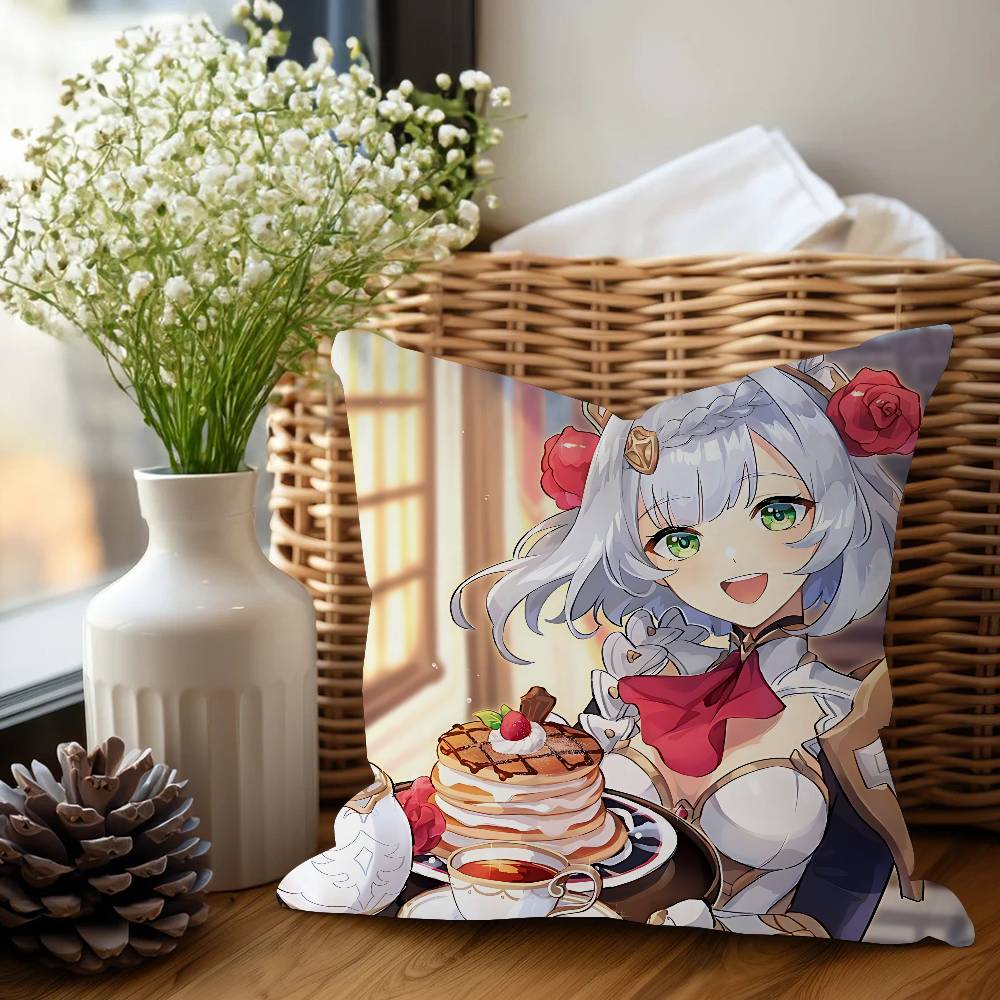Genshin Impact N-Ноэлль Наволочка Подушка для дивана Автомобильная декоративная наволочка Рождественский подарок 40x40см 45x45см