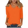 Women's Daily Versatile Casual V-Neck Solid Color Seven-Sleeve T-Shirt Top