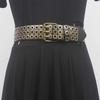 PU Leather Waistband Hollow Out Belt Matching Fashion Rivet Belt  For Men And Women