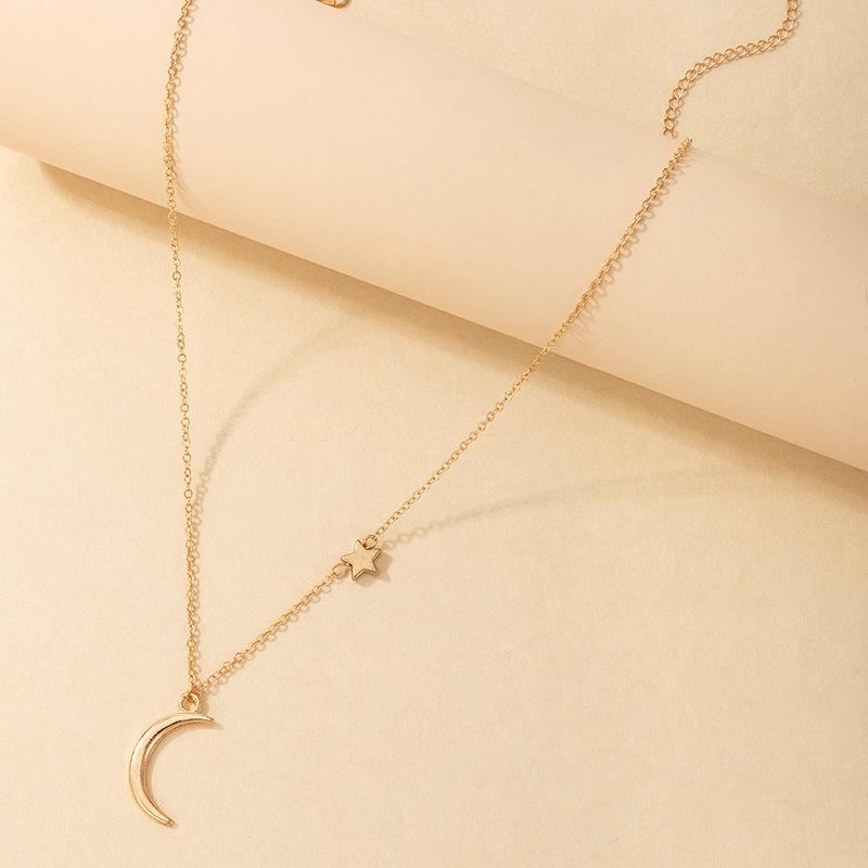 Длинная цепочка, медный кулон, ожерелье для женщин, модное ожерелье с луной в европейском и американском стиле, простые винтажные украшения с воротником