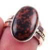 Natural Mahogany Obsidian Gemstone 925 Sterling Silver Two Tone Ring S.6.5 S0u78