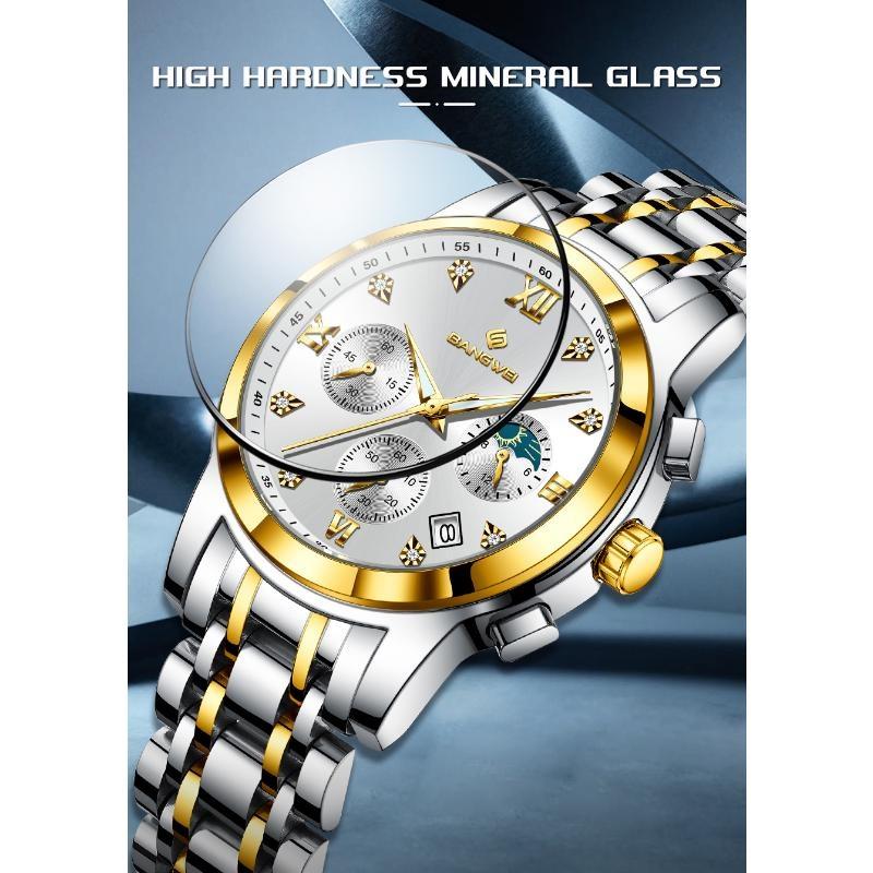 New Gold Diamond Watches for Women Fashion Stainless Steel Waterproof Luminous Quartz Ladies Wristwatch Gift